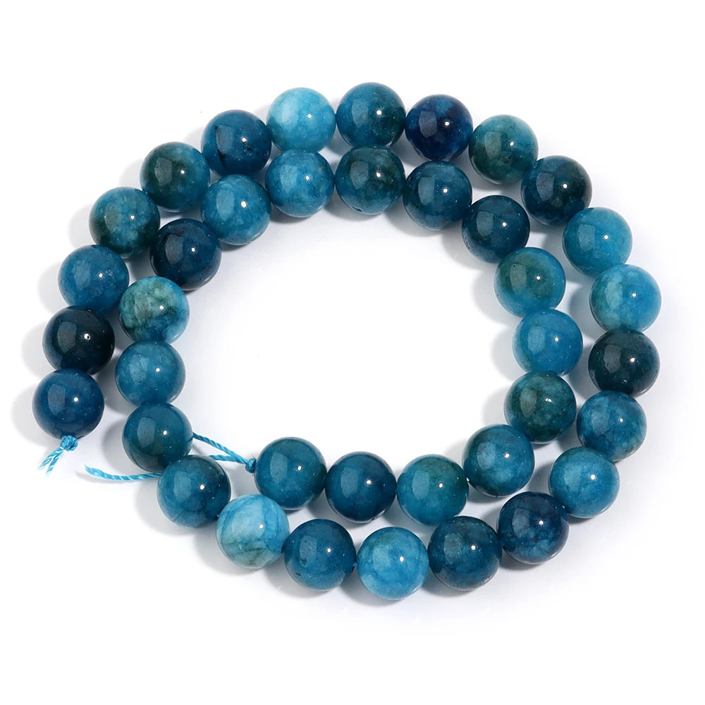 Natural Blue Apatite Bead Strand