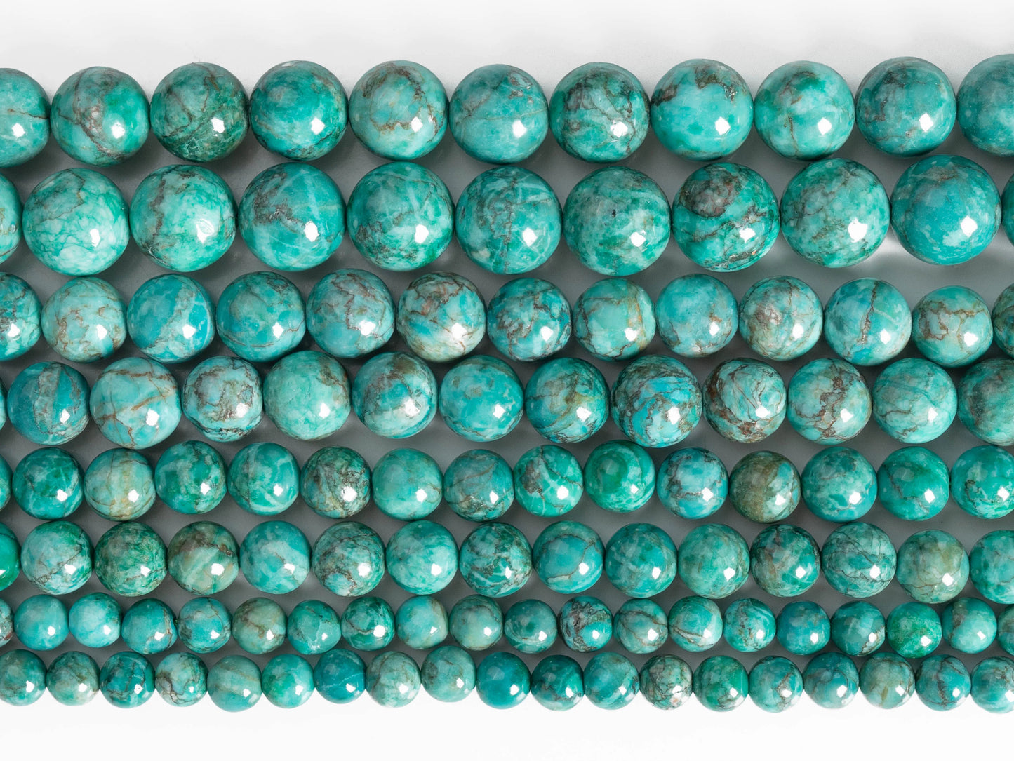 HQ Peacock Green Magnesite Bead Strand