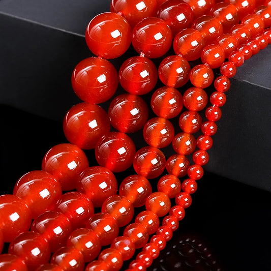 HQ Natural Red Agate Bead Strand