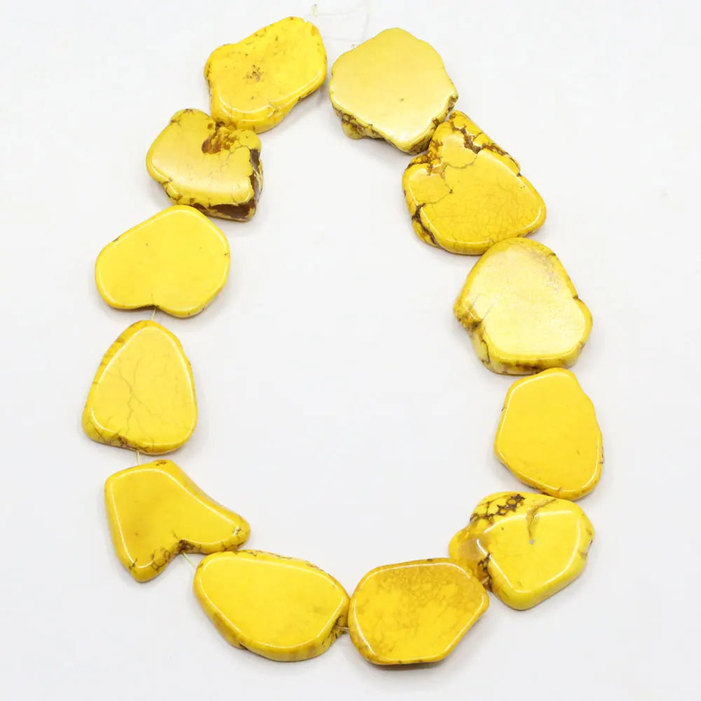 Natural 28x30-32x34 Yellow Turquoise Slab Bead Strand