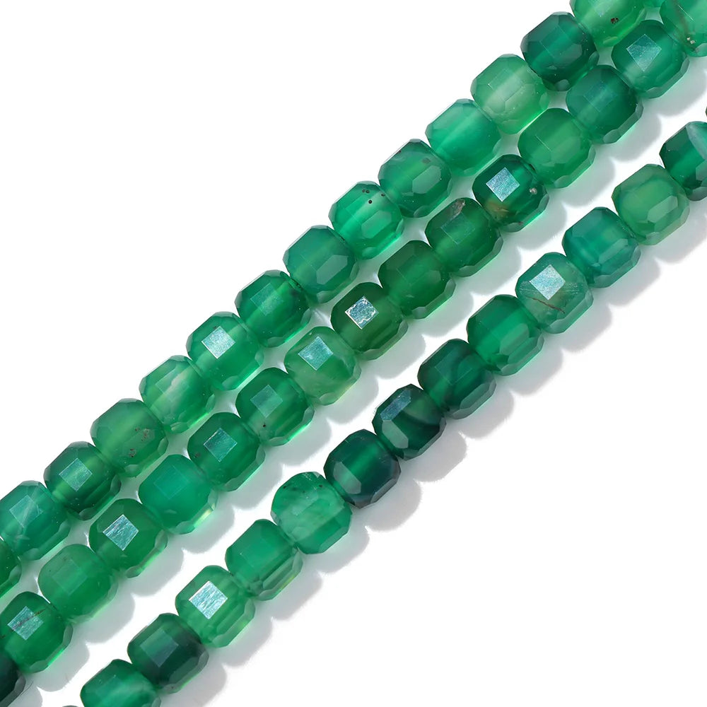 5MM Natural Faceted Green Agate Cube Bead Strand
