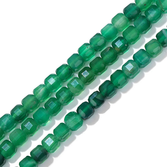 5MM Natural Faceted Green Agate Cube Bead Strand
