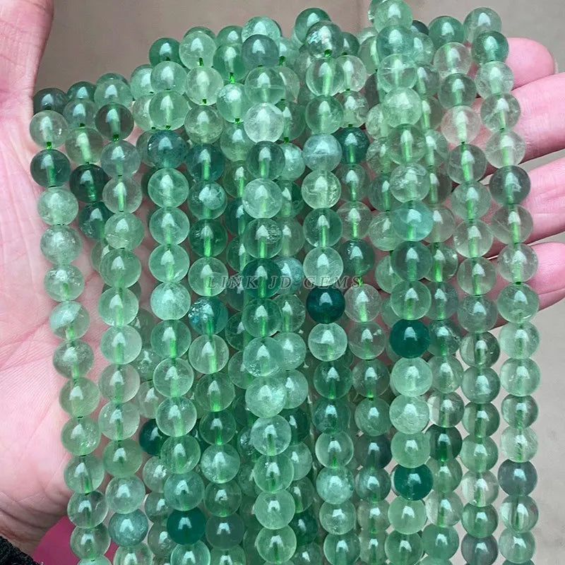 Natural Green Fluorite Stone Bead Strand