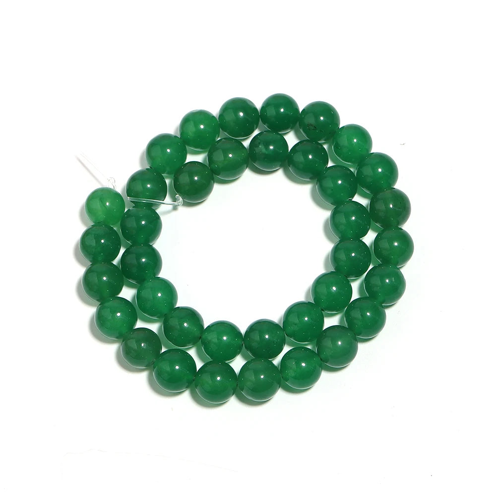 Forest Green Chalcedony Bead Strand