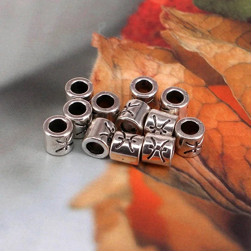 12pcs Steel Zodiac Spacer Beads 7.5x7.5mm