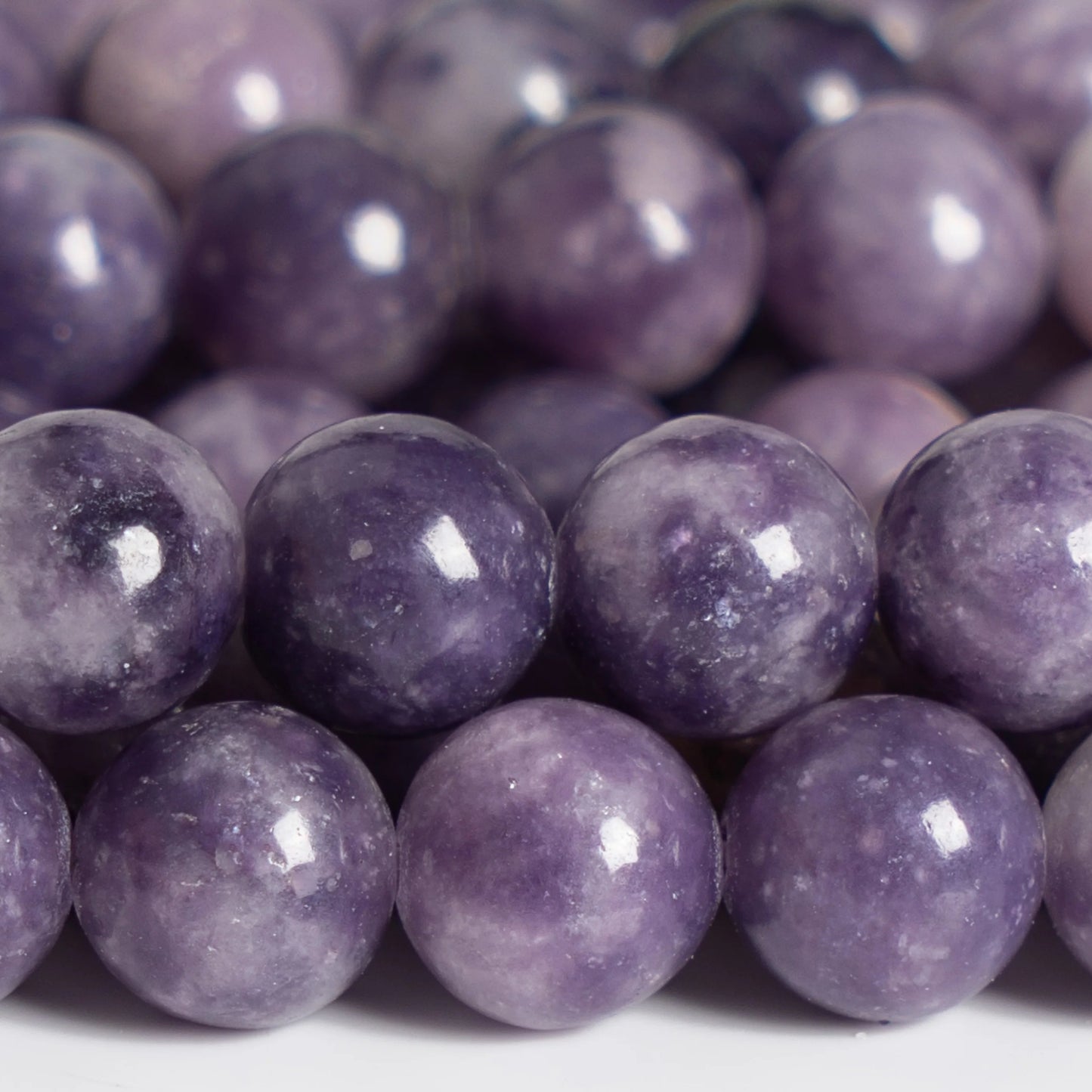 HQ Natural Heather Purple Lepidolite Bead Strand