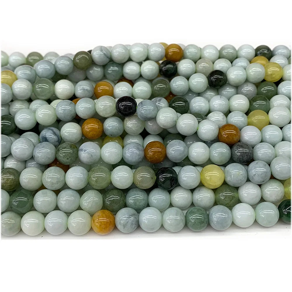 Natural Mixed Green Jadeite Bead Strand