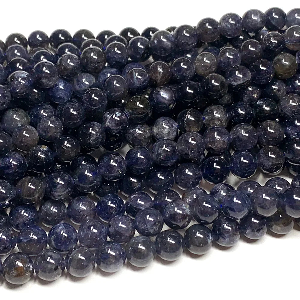 Natural Blue/Purple Iolite Round Bead Strand