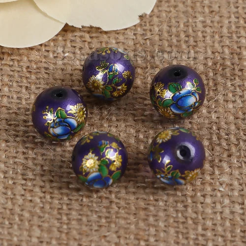 5PCs 10mm Glass Vintage Japanese Tensha Beads