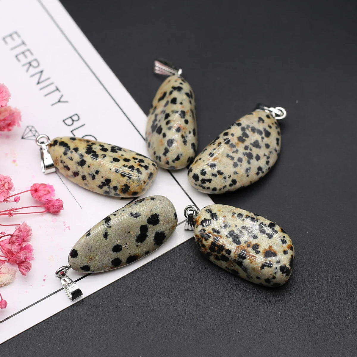 5 Pieces Natural Polished Teardrop Stone Pendant