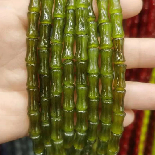 30PCS Glass Bamboo Joint Beads