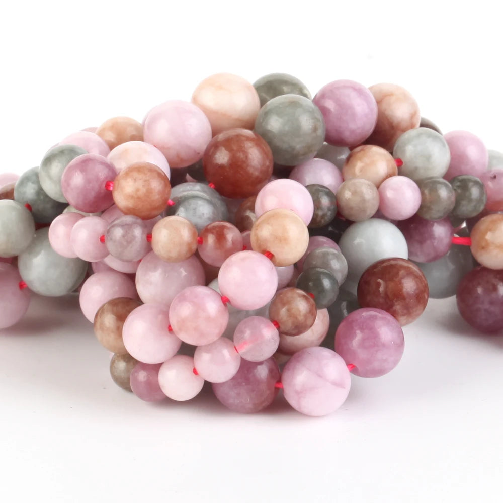 Natural Multicolor Jade Bead Strand