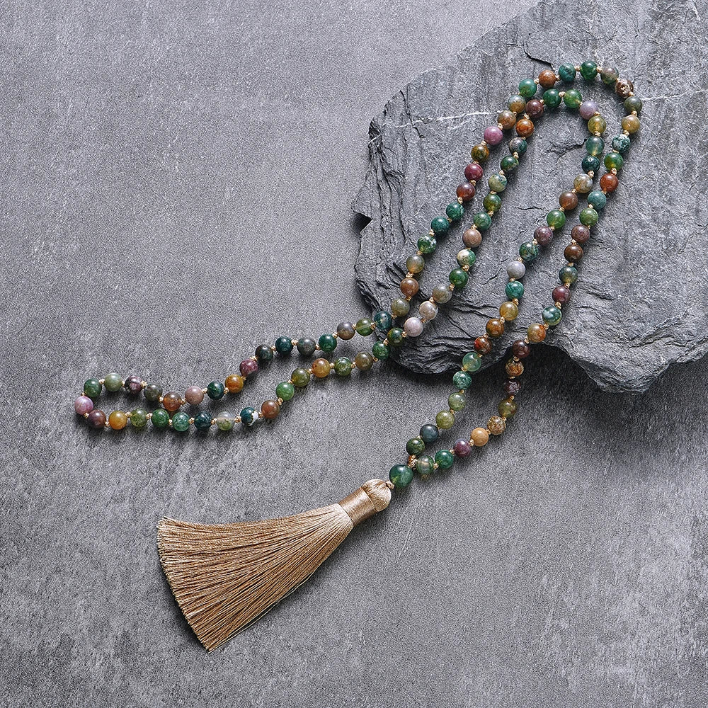 Indian Onyx 108 Bead Mala Necklace