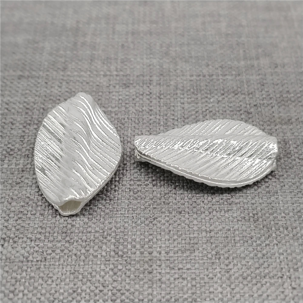 925 Sterling Silver Hammered Leaf Bead