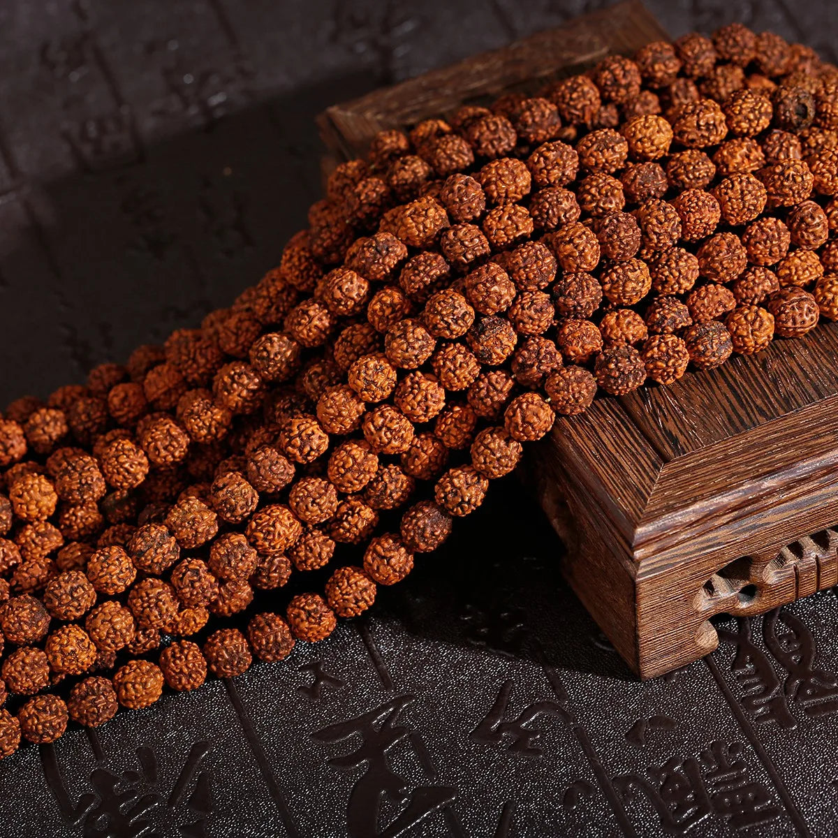 Natural Rudraksha Vajra Bodhi Bead Strand (108 Beads- 6/8/10/12mm)