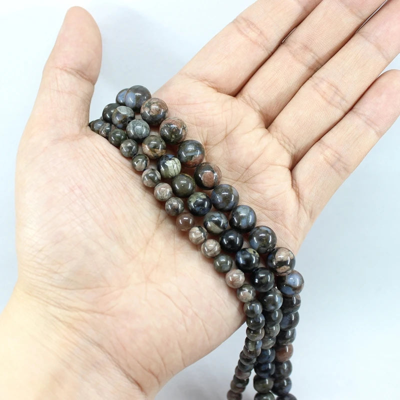 Natural Blue Llanite Que Sera Bead Strand (4/6/8/10mm)