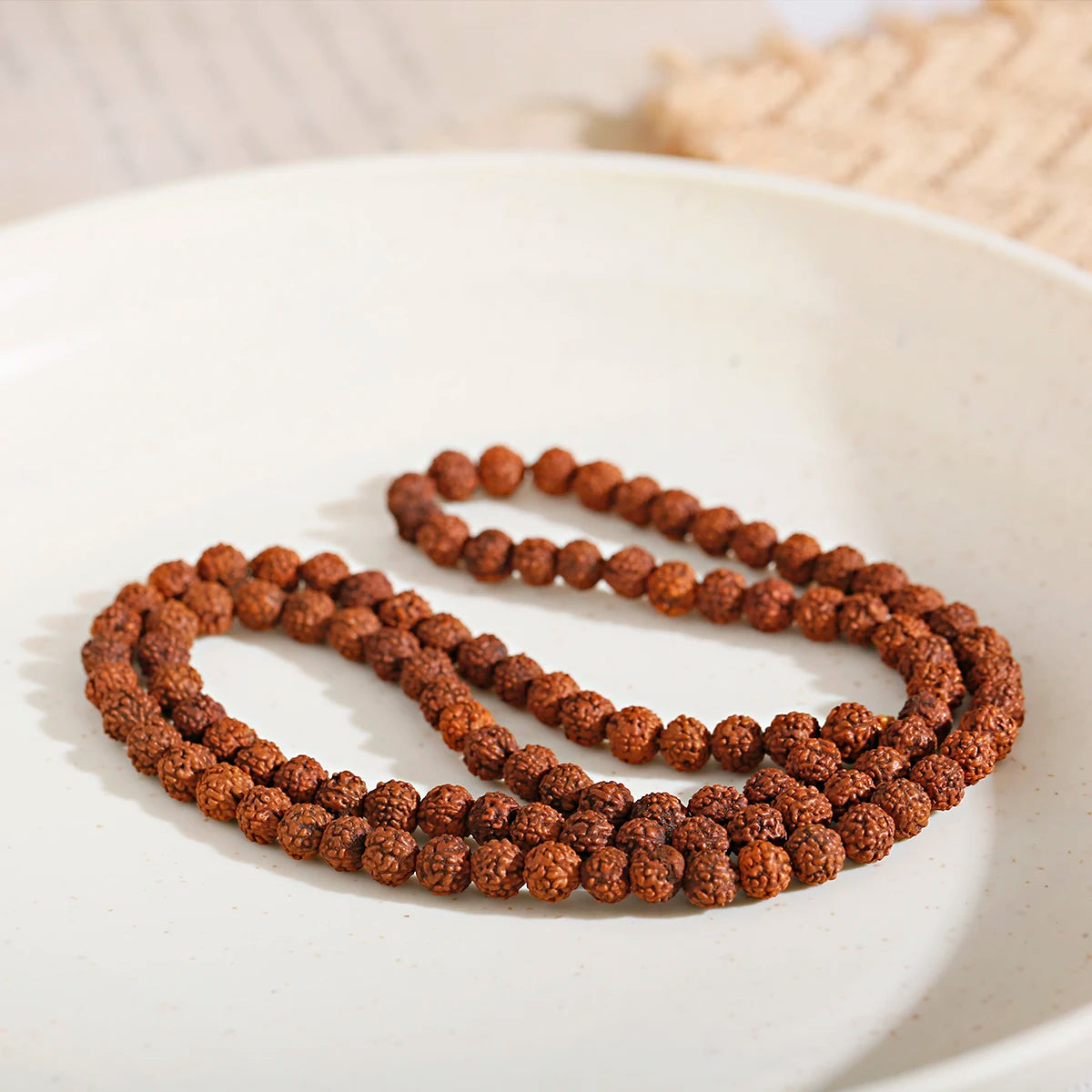 Natural Rudraksha Vajra Bodhi Bead Strand (108 Beads- 6/8/10/12mm)