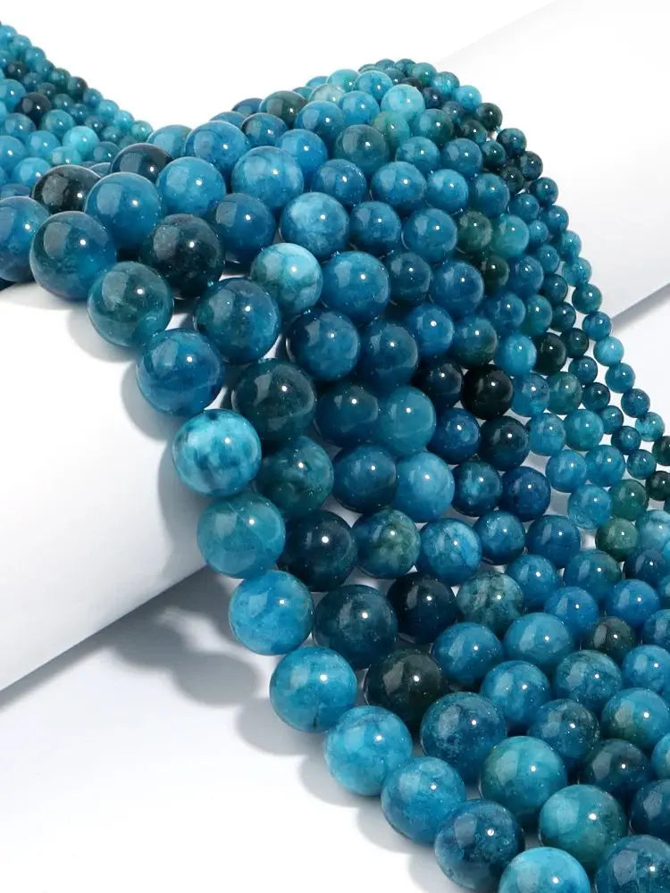 HQ Natural Blue Apatite Bead Strand (4/6/8/10/12mm)