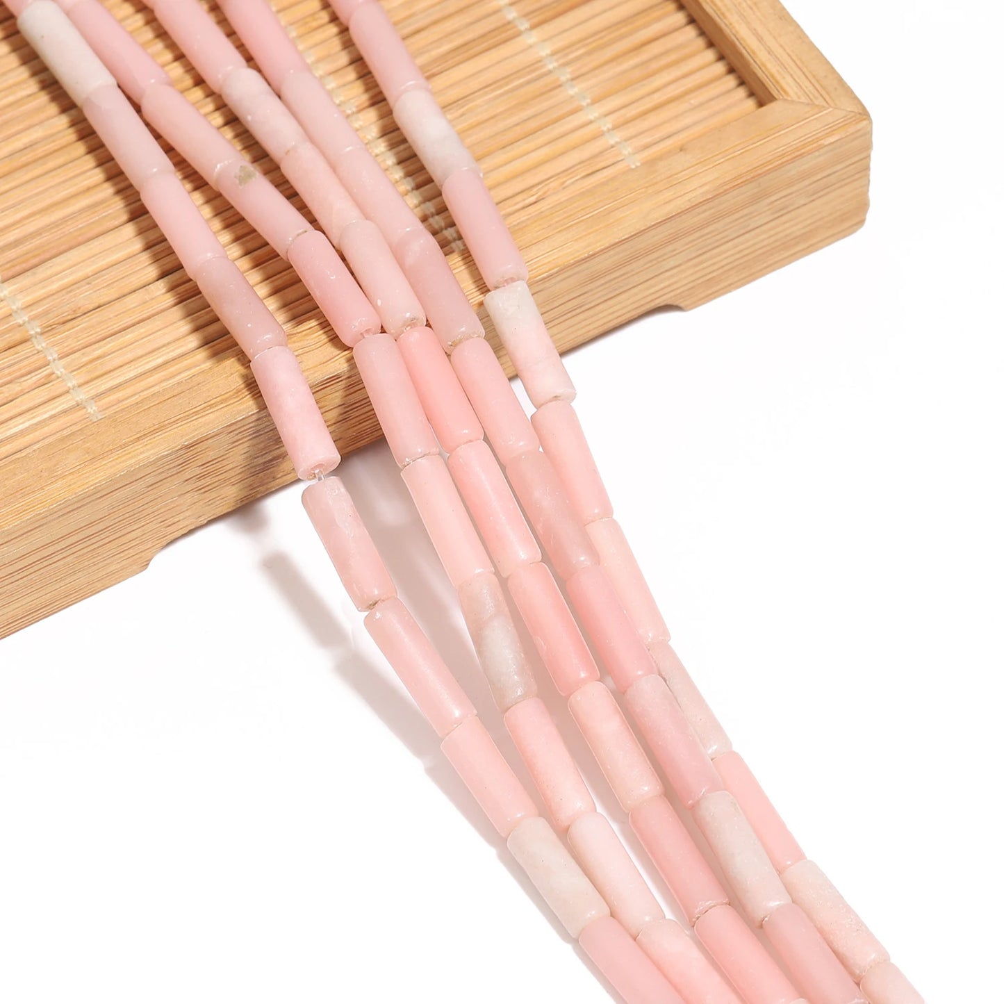Natural Pink Opal Tube Beads (13x4mm, 30pcs)