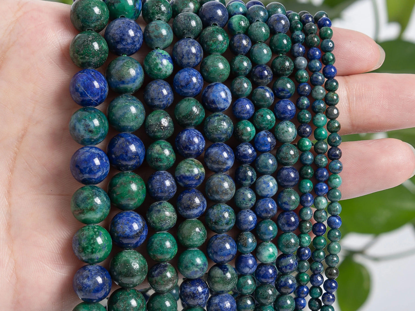 HQ Natural Malachite and Azurite Bead Strand