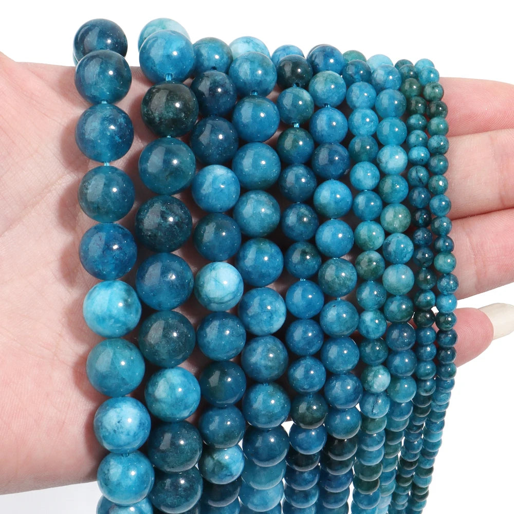 Natural Blue Apatite Bead Strand