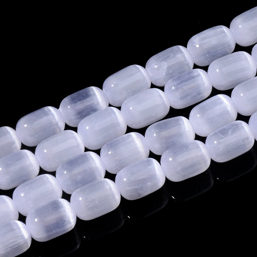 Natural Rainbow Selenite Cylinder Beads