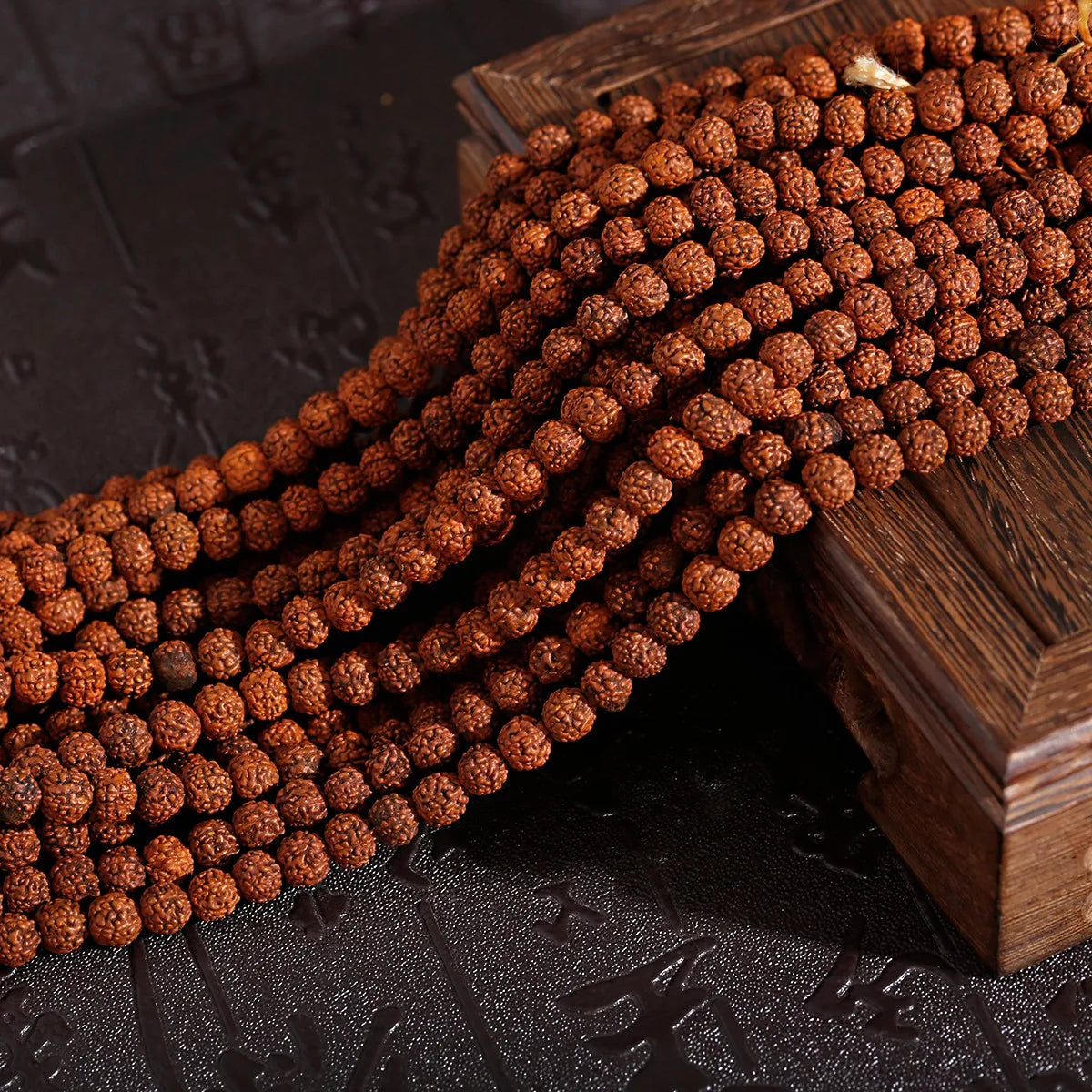 Natural Rudraksha Vajra Bodhi Bead Strand (108 Beads- 6/8/10/12mm)