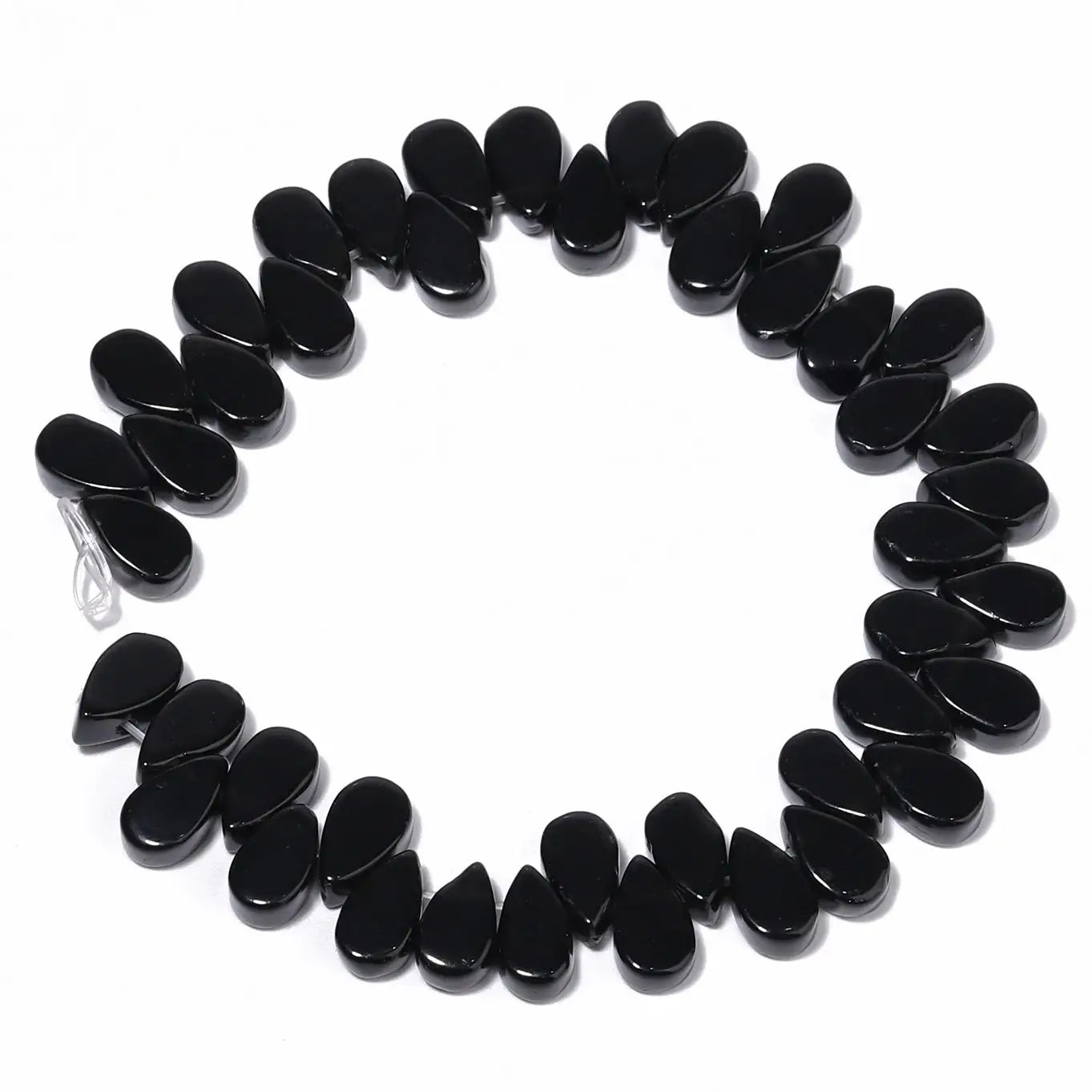 Natural Black Onyx Teardrop Beads
