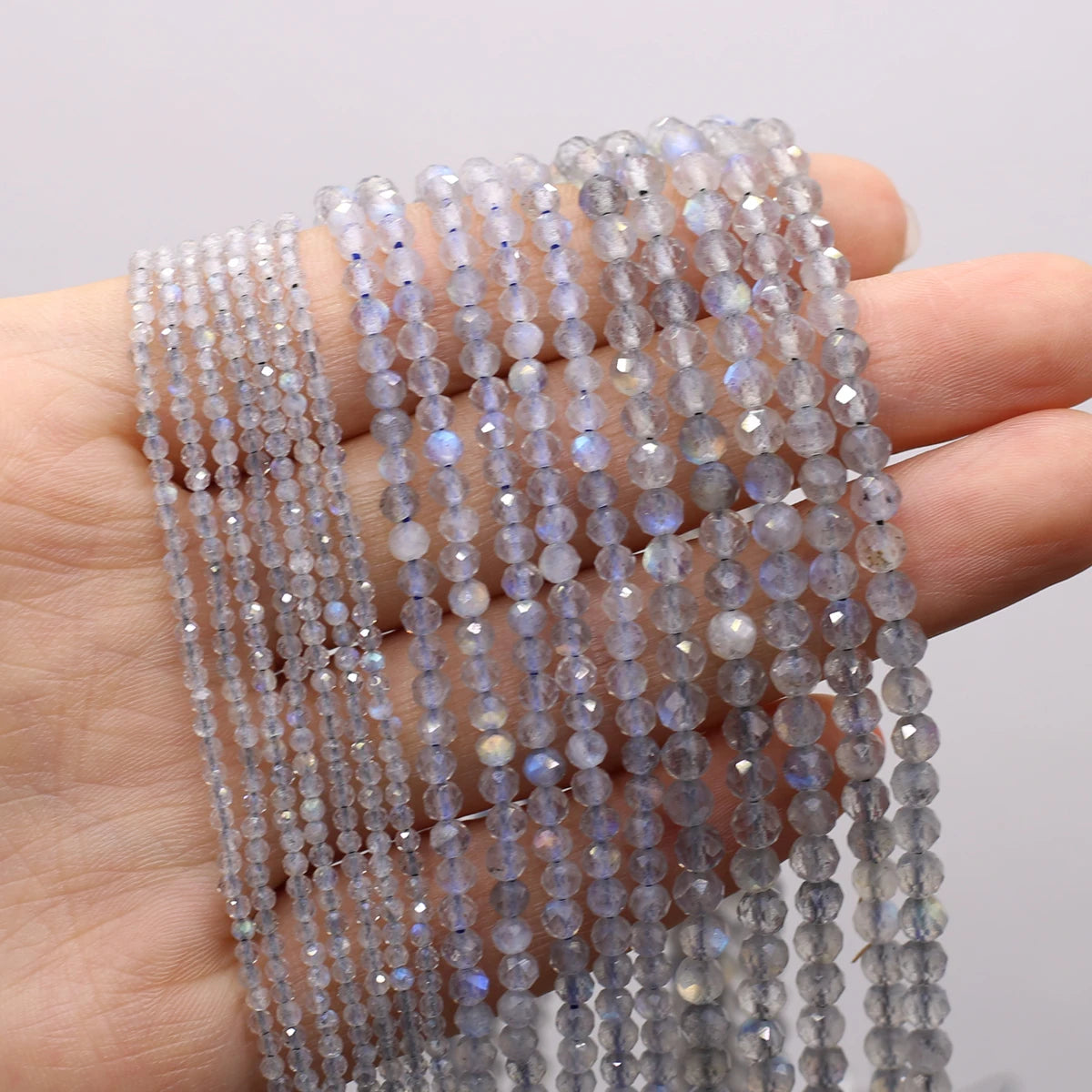 HQ Light Labradorite Faceted Micro-Bead Strand