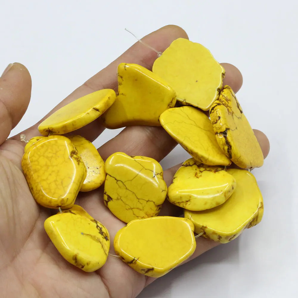Natural 28x30-32x34 Yellow Turquoise Slab Bead Strand