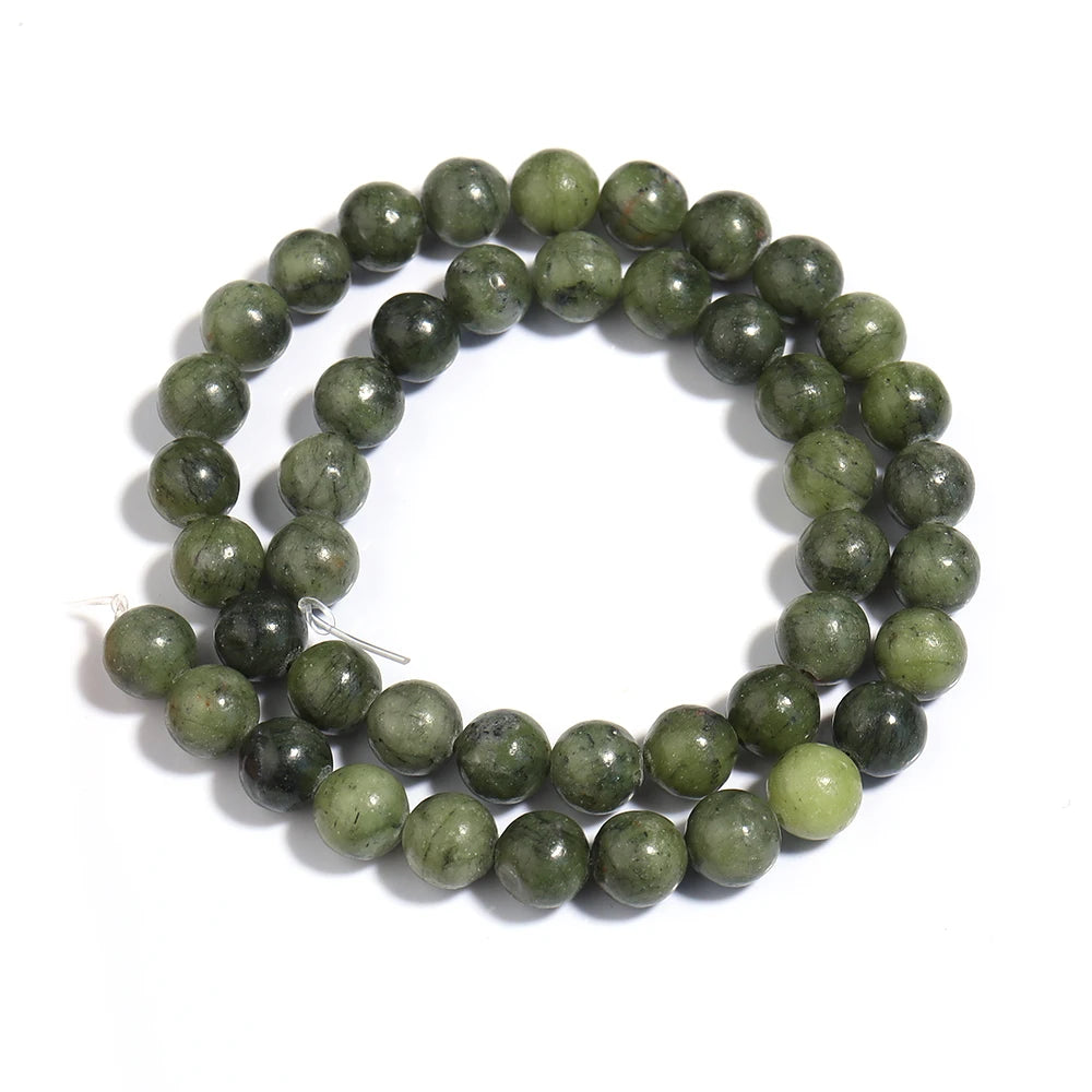 HQ Natural Deep Green Southern Jade Bead Strand (4/6/8/10/12mm)
