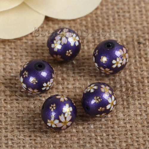 5PCs 10mm Glass Vintage Japanese Tensha Beads