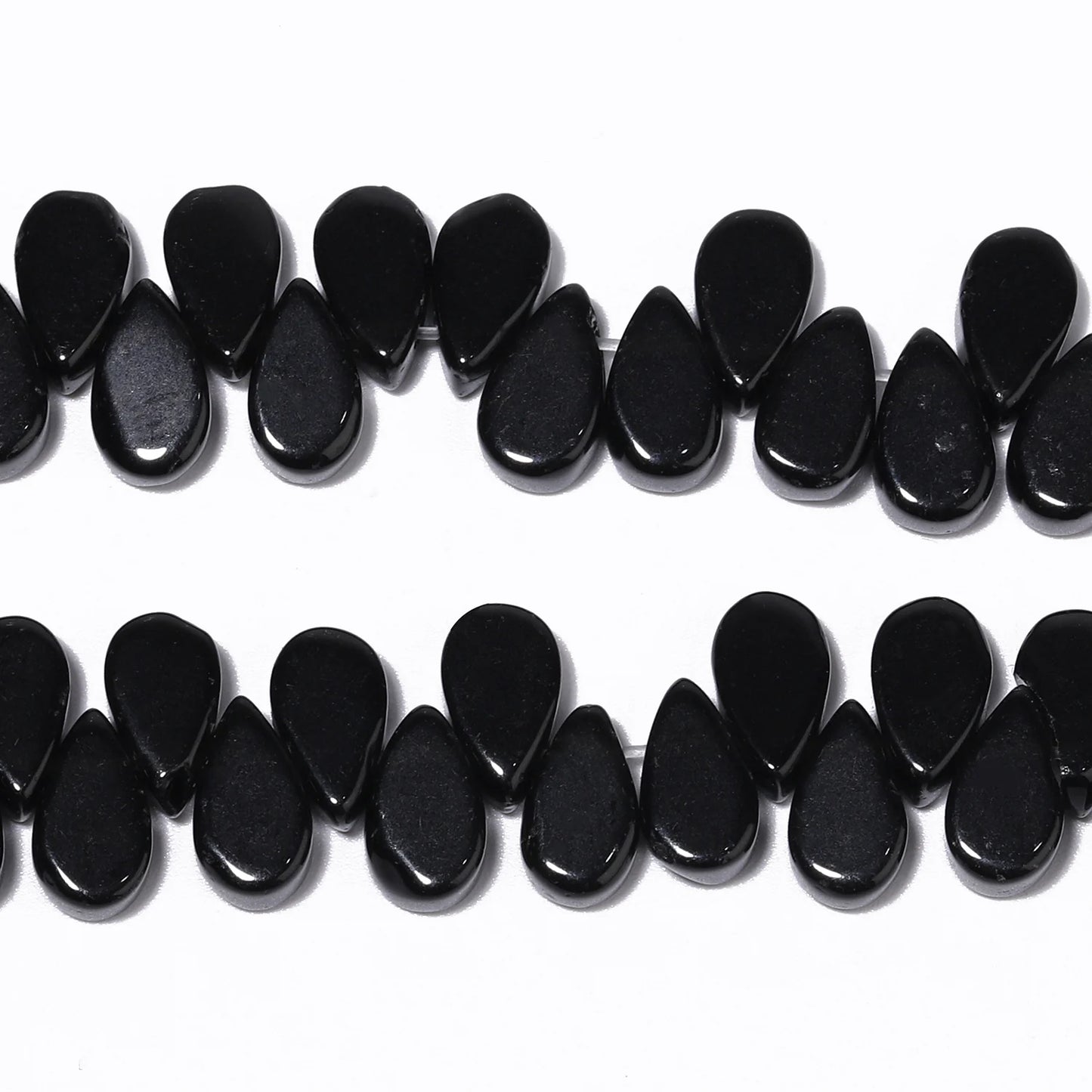 Natural Black Onyx Teardrop Beads