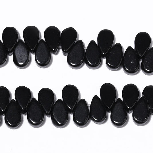 Natural Black Onyx Teardrop Beads