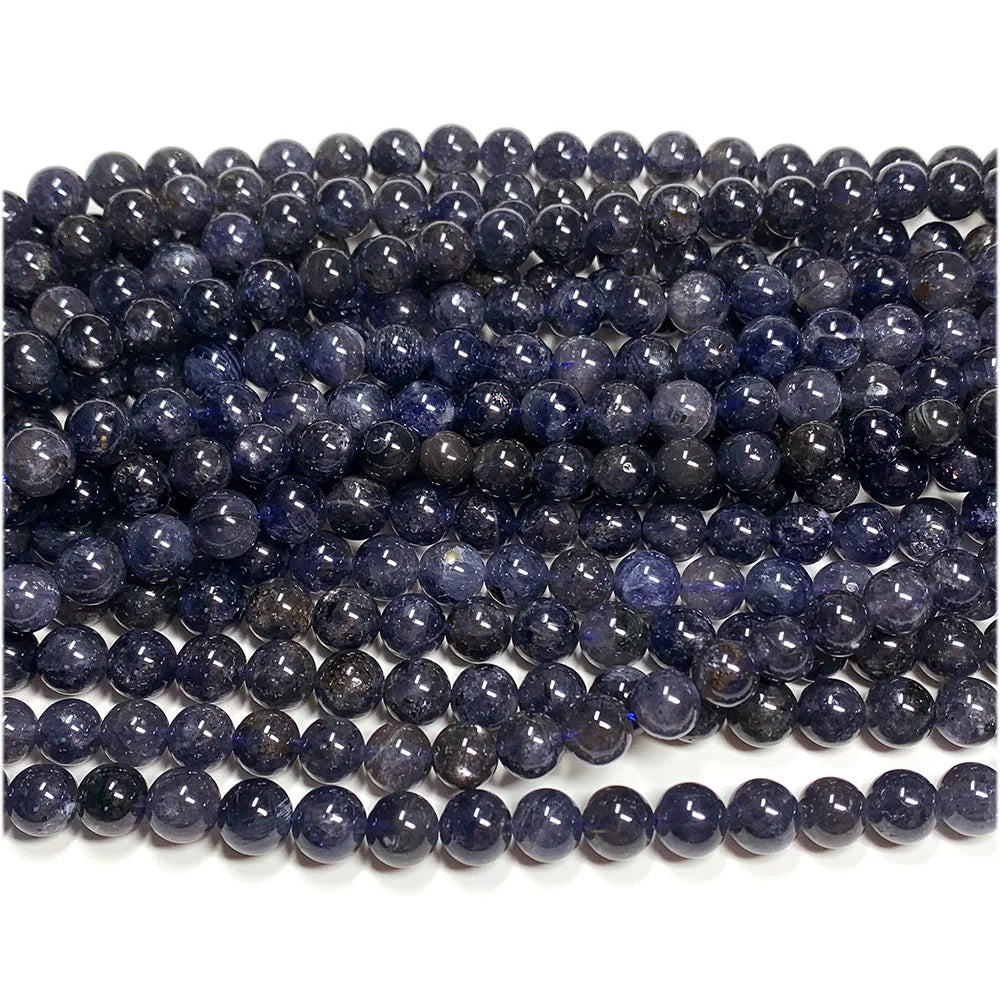 Natural Blue/Purple Iolite Round Bead Strand