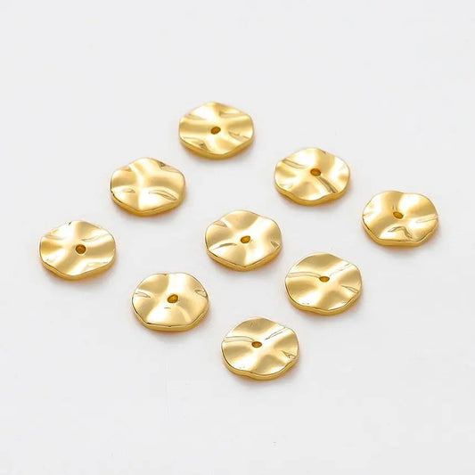 30pcs Gold Plated Flat Round Spacer Beads