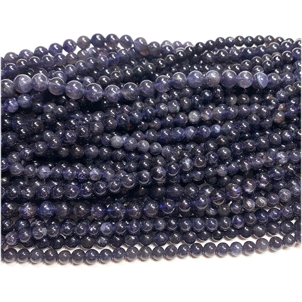 Natural Blue/Purple Iolite Round Bead Strand