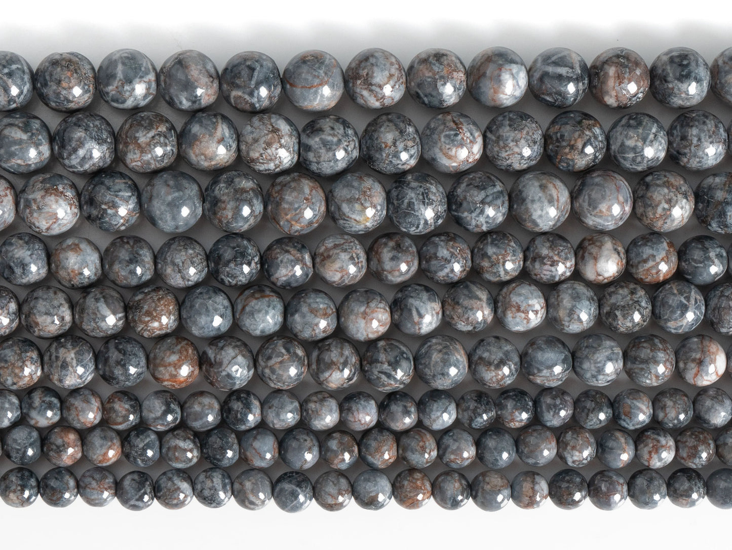 Fil de perles de magnésite grise naturelle HQ