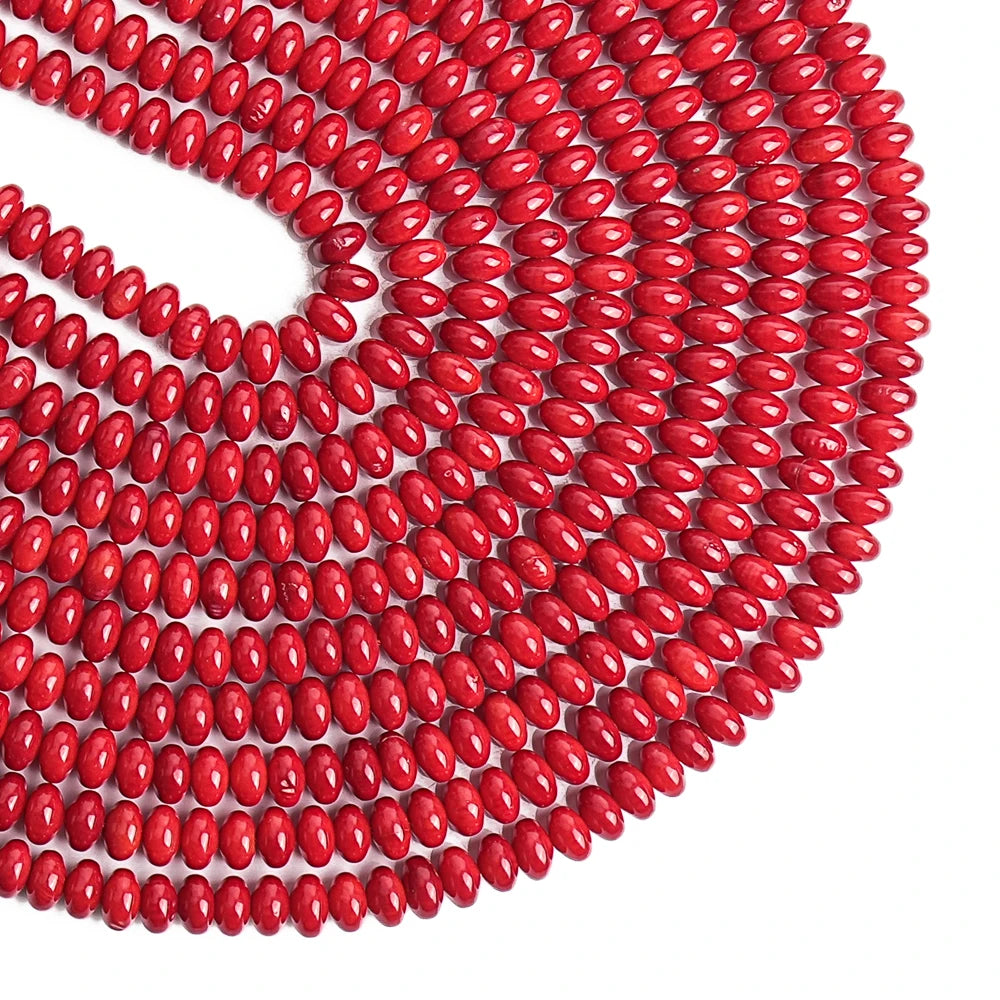 HQ Enhanced Red Coral Rondelle Bead Strand