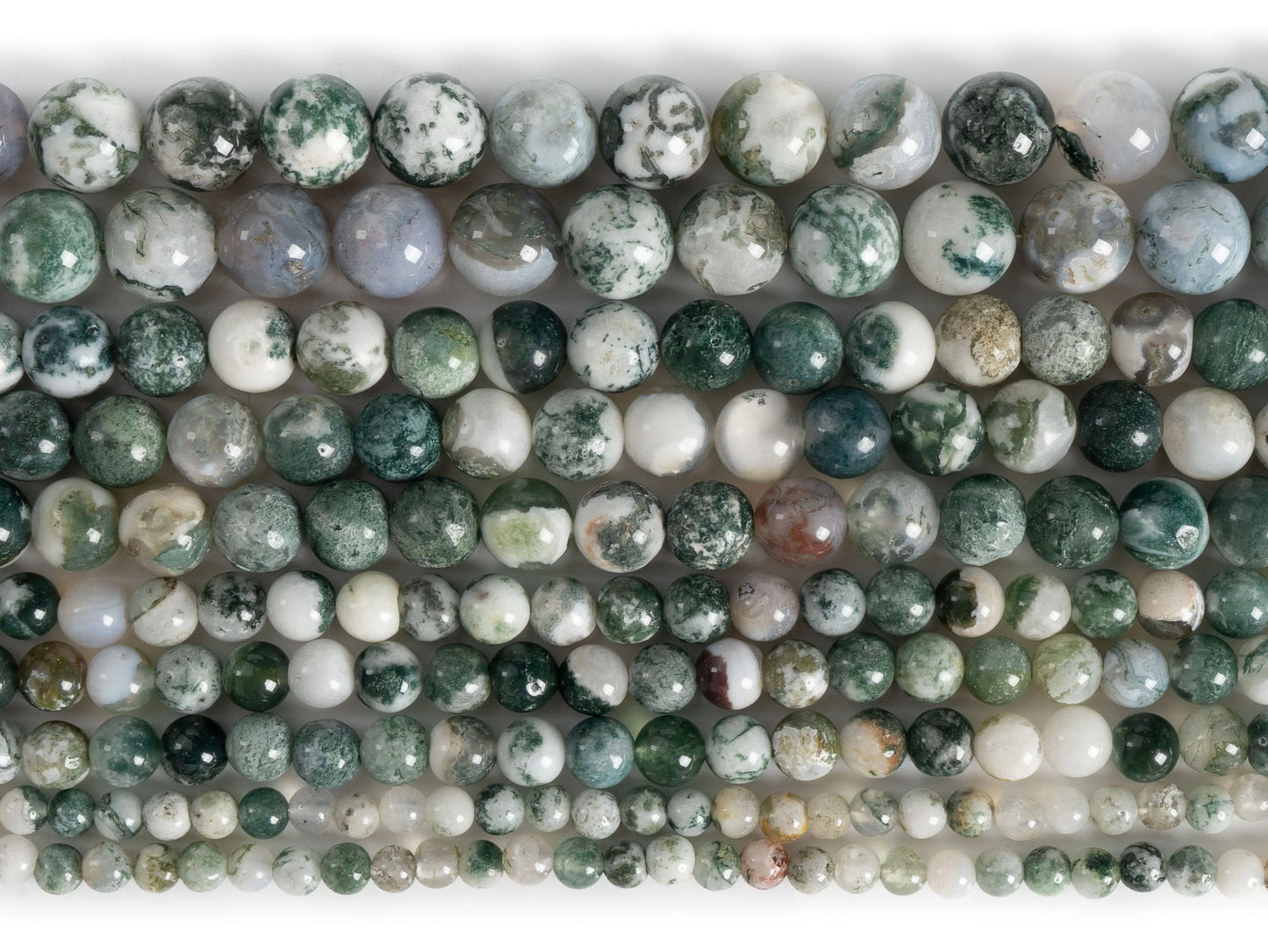 HQ Natural Moss Agate Bead Strand (6/8/10mm)