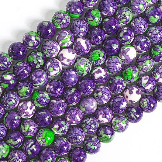 Purple Green Rain Flower Bead Strand