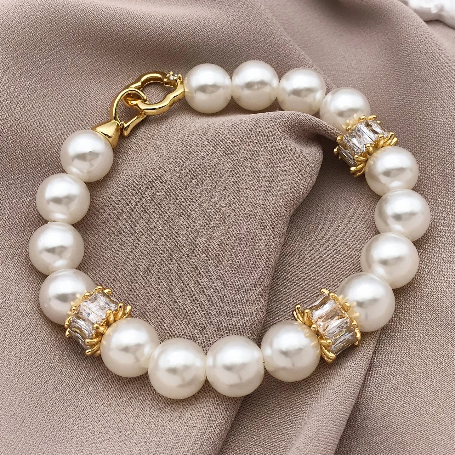 3PCE 18K Gold Plated Copper and Zirconia Focal Beads