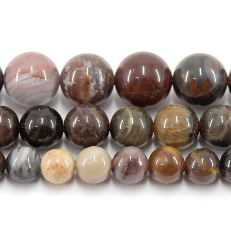Natural Petrified Wood Bead Strand (4/6/8/10/12mm)