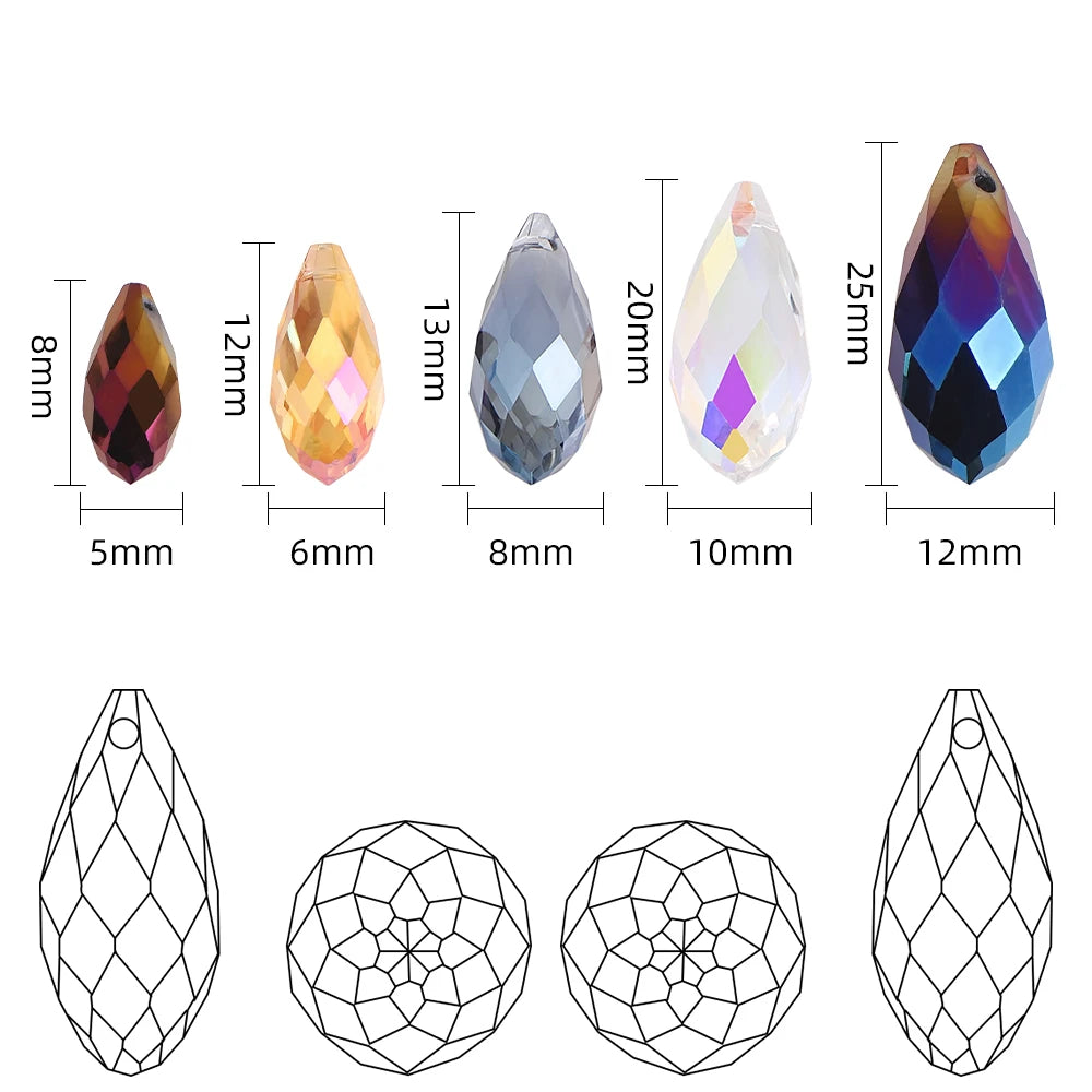 Clear AB Teardrop Glass Bead Strand