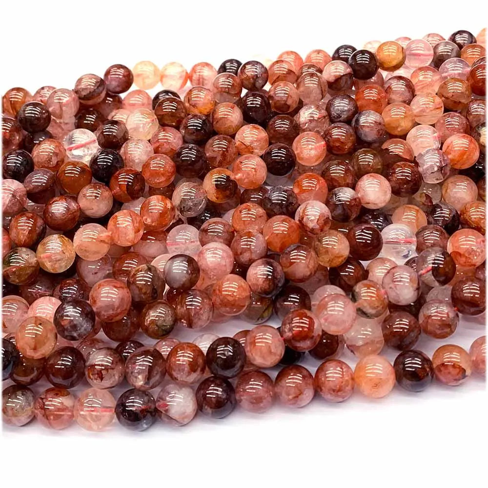 Natural Red Himalayan Crystal Round Bead Stran