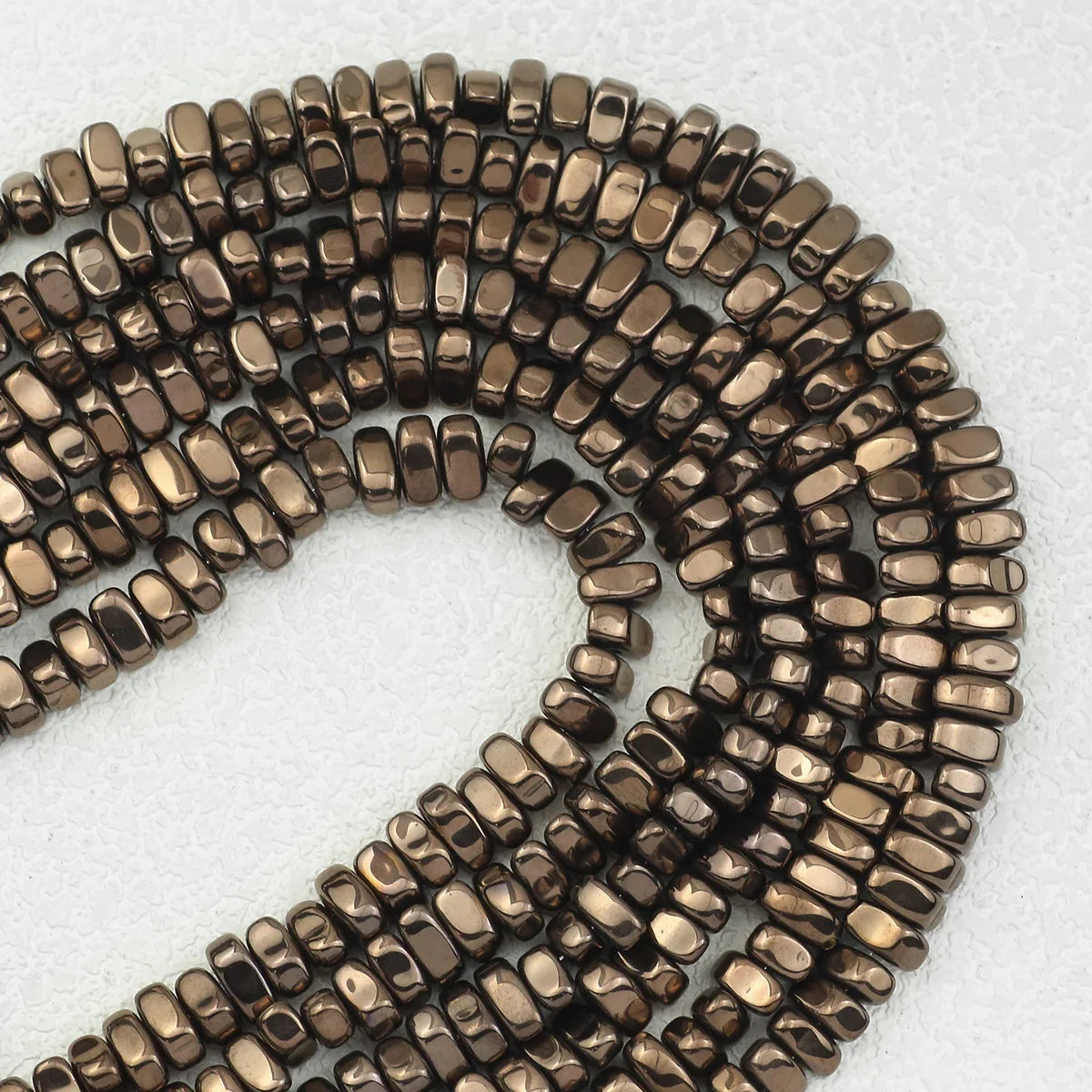 4-10mm Natural Irregular Gravel Coffee Color Hematite Bead Strand