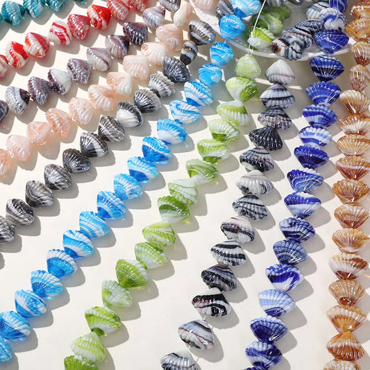 10Pcs 16x22mm Shell Glass Lampwork Bead Strand