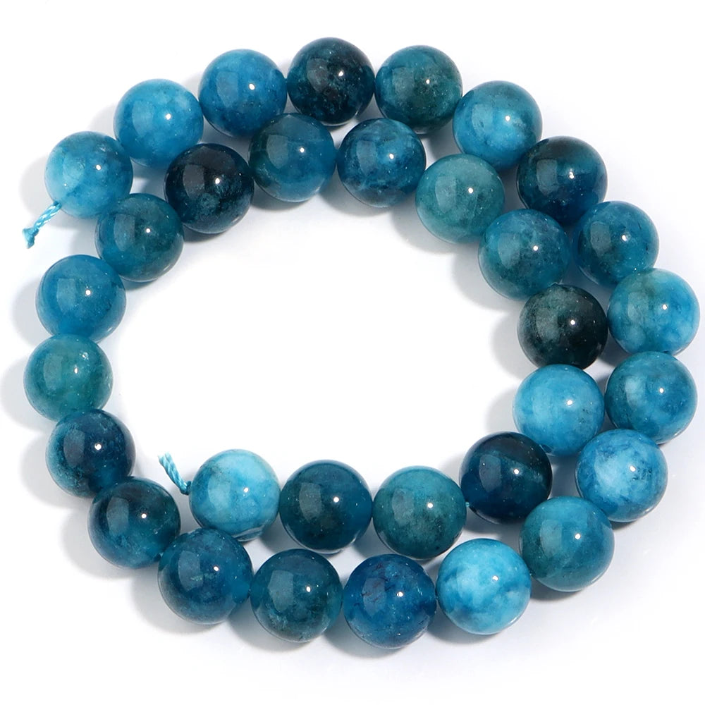 Natural Blue Apatite Bead Strand