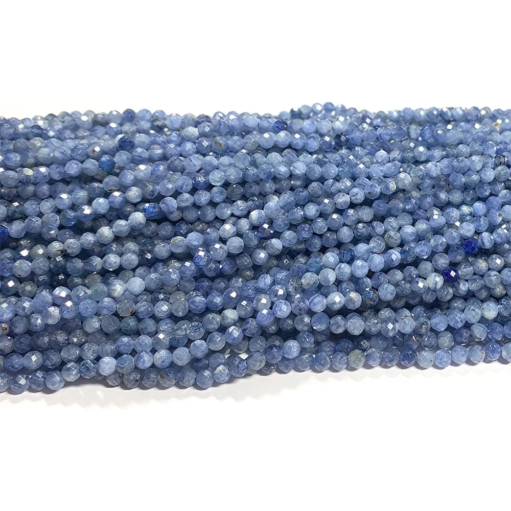 Natural Kyanite Faceted Round Small Bead Strand
