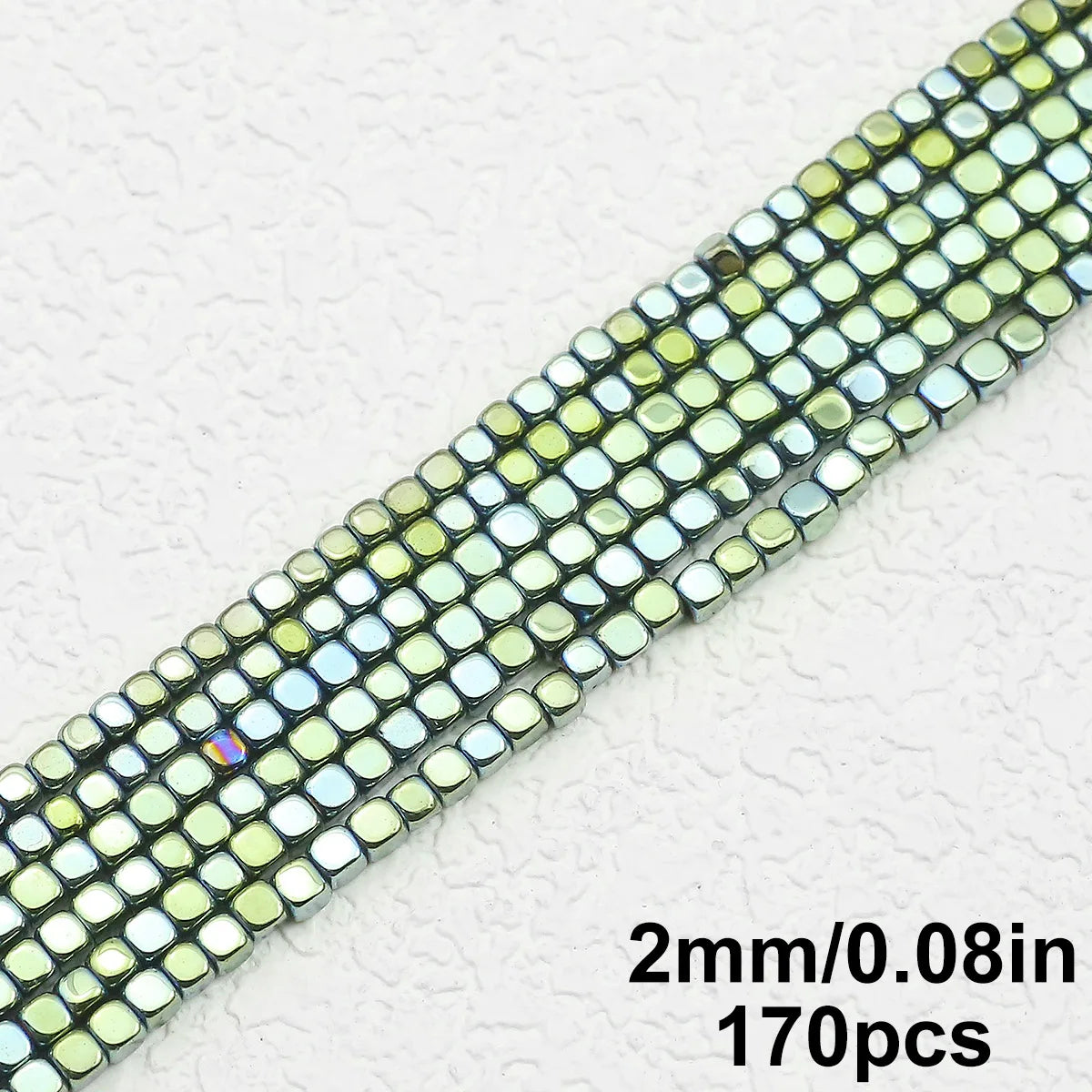 Green Hematite Cube Beads (2/3/4/6mm)